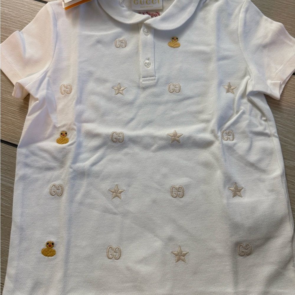 Gucci Kids Embroidered Polo Shirt • Size 3Y • White • NWT